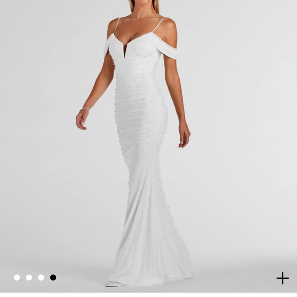 Charlene Formal Faux Pearl Mesh Mermaid Dress